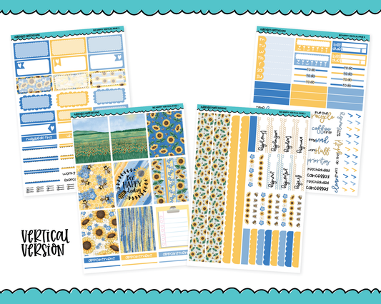 Vertical Bee Happy Themed Planner Sticker Kit for Vertical Standard Size Planners or Inserts
