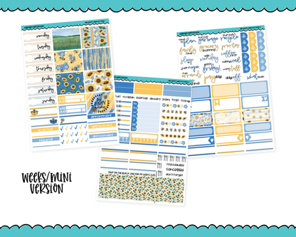 Mini B6/Weeks Bee Happy Themed Weekly Planner Sticker Kit sized for ANY Vertical Insert
