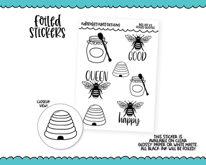 Foiled Bee Life V2 Quotes Sampler Planner Stickers for any Planner or Insert