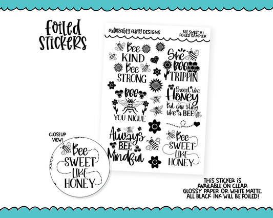 Foiled Bee Sweet V1 Planner Stickers for any Planner or Insert