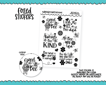 Foiled Bee Sweet V2 Planner Stickers for any Planner or Insert