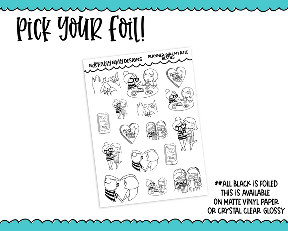 Foiled Doodled Planner Girls Besties Planner Stickers for any Planner or Insert
