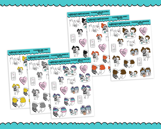 Planner Girls Character Stickers Besties Best Friends Decoration Planner Stickers for any Planner or Insert - Adorably Amy Designs