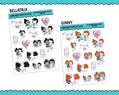 Planner Girls Character Stickers Besties Best Friends Decoration Planner Stickers for any Planner or Insert - Adorably Amy Designs