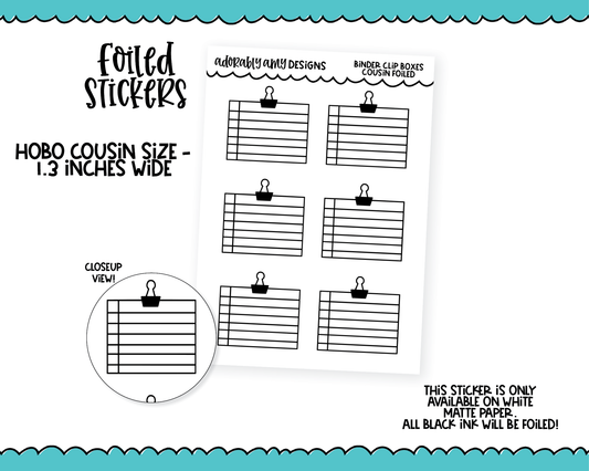 Foiled Hobo Cousin Binder Clip Box Planner Stickers for Hobo Cousin or any Planner or Insert