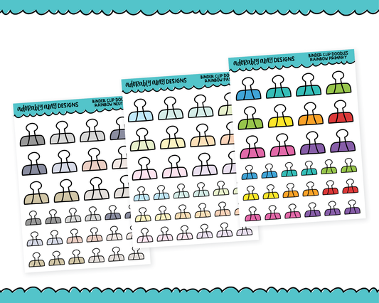 Rainbow Binder Clip Doodles Deco Stickers for any Planner or Insert