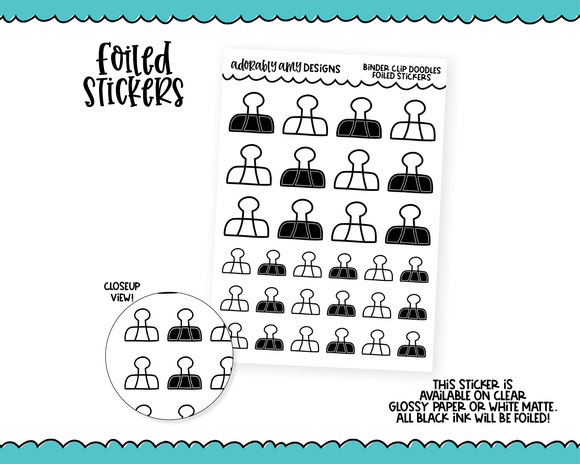 Foiled Binder Clip Doodles Decorative Planner Stickers for any Planner or Insert