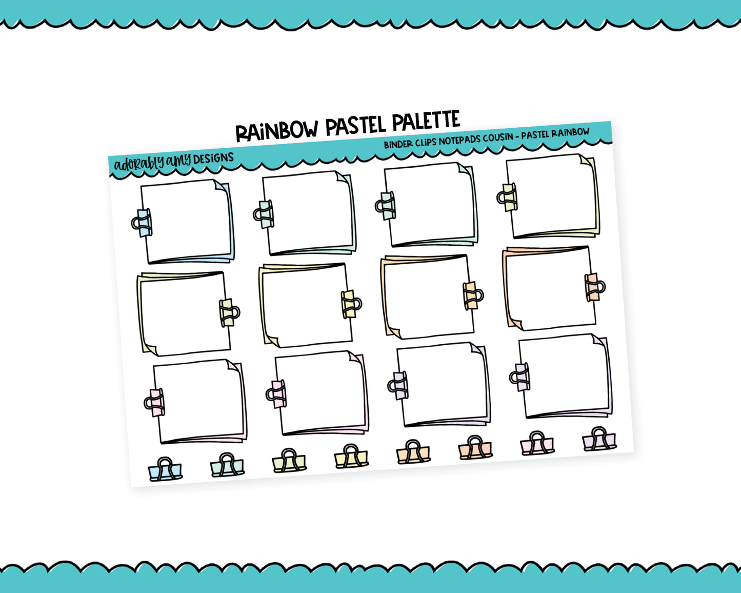 Hobo Cousin Rainbow Binder Clip Notepads Planner Stickers for Hobo Cousin or any Planner or Insert