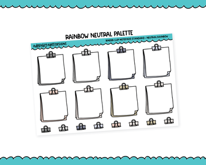 Rainbow Doodled Binder Clip Notepad Boxes Standard Stickers for any Planner or Insert