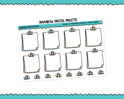 Rainbow Doodled Binder Clip Notepad Boxes Standard Stickers for any Planner or Insert