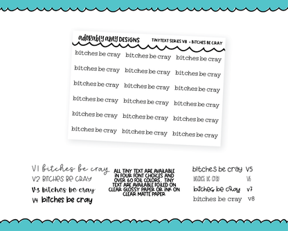 Foiled Tiny Text Series - Bitches Be Cray Checklist Size Planner Stickers for any Planner or Insert