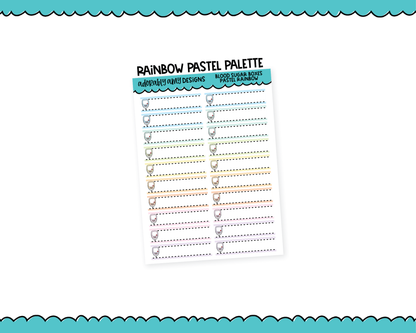 Rainbow Blood Sugar Small Strips Box Reminder Tracker Stickers for any Planner or Insert