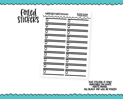 Foiled Blood Sugar Diabetes Reminder Tracker Boxes Planner Stickers for any Planner or Insert