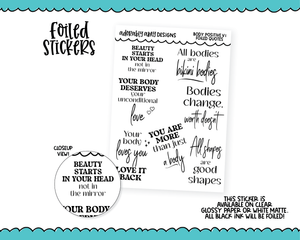 Foiled Body Positivity V1 Quotes Sampler Planner Stickers for any Planner or Insert