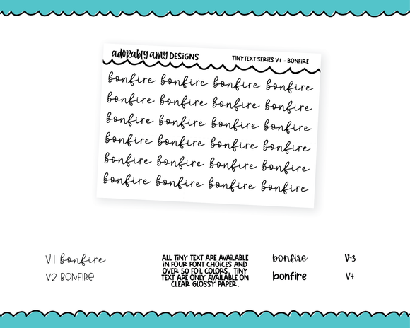Foiled Tiny Text Series - Bonfire Checklist Size Planner Stickers for any Planner or Insert