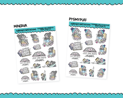 Doodled Planner Girls Character Stickers Book Lover V2 Decoration Planner Stickers for any Planner or Insert