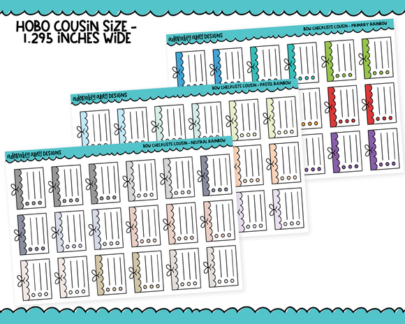 Hobo Cousin Rainbow Bow Checklist Boxes Planner Stickers for Hobo Cousin or any Planner or Insert
