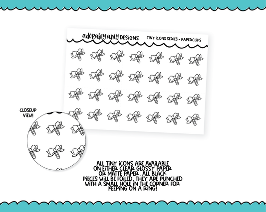 Foiled Tiny Icon Series - Bow Clips Tiny Size Planner Stickers for any Planner or Insert