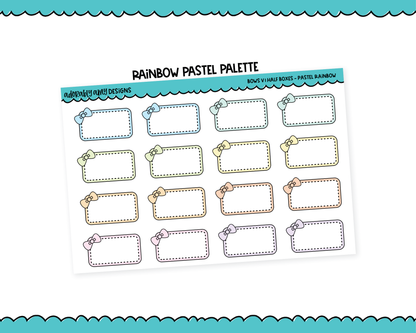 Rainbow Bows V1 Half Box Planner Stickers for any Planner or Insert