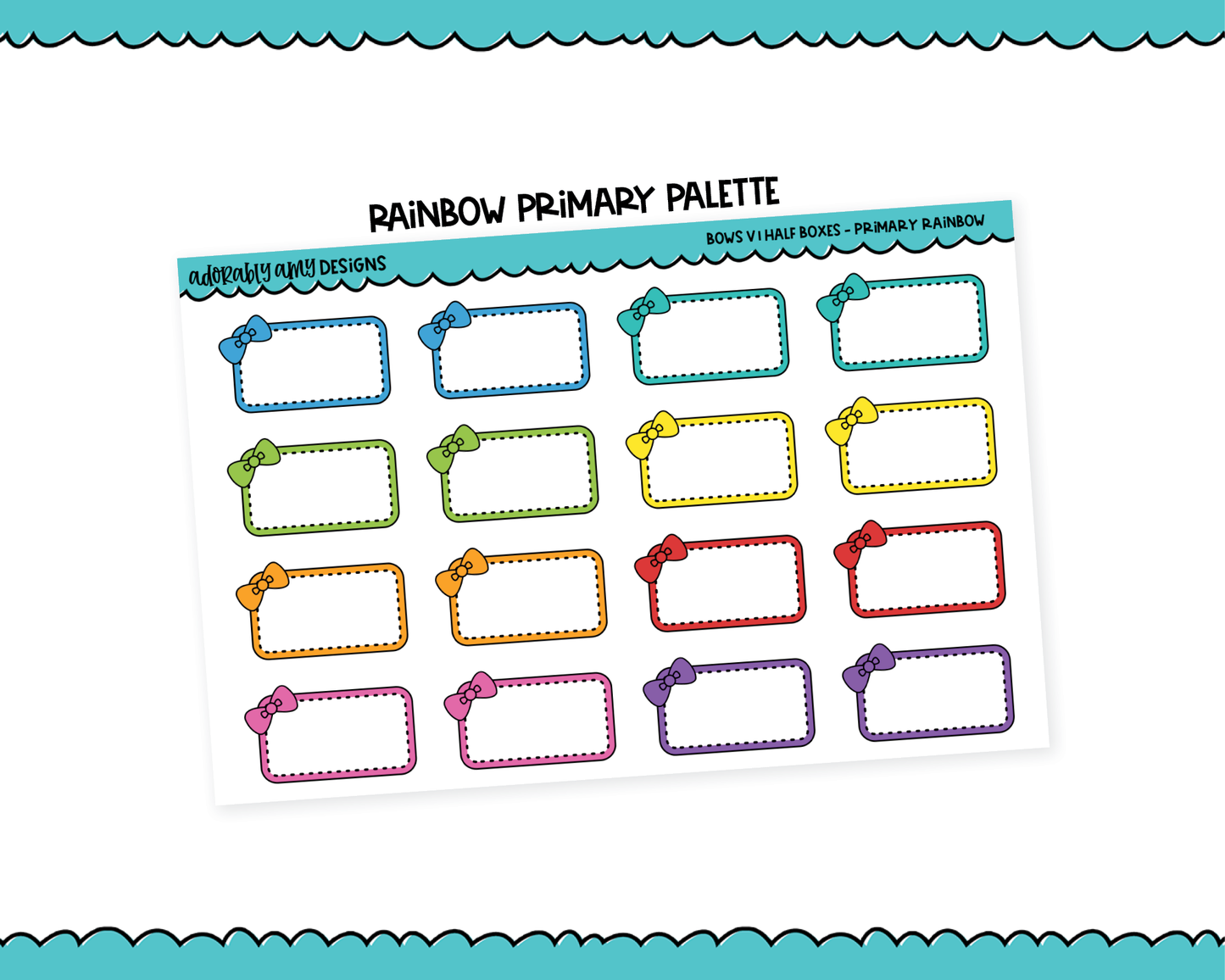 Rainbow Bows V1 Half Box Planner Stickers for any Planner or Insert