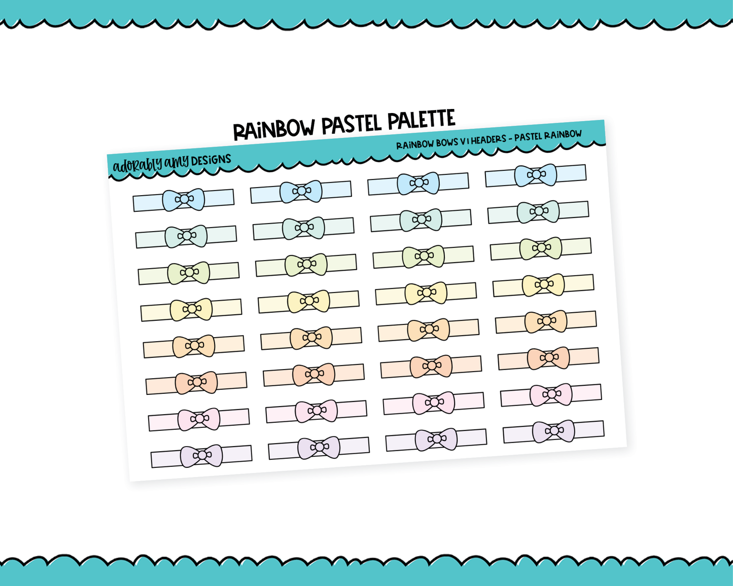 Rainbow Bows V1 Headers or Dividers Planner Stickers for any Planner or Insert