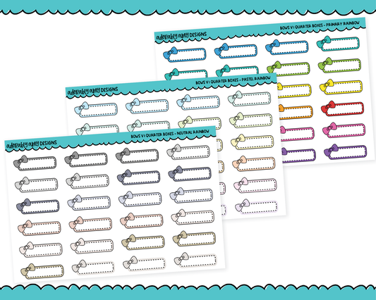 Rainbow Bows V1 Quarter Box Planner Stickers for any Planner or Insert