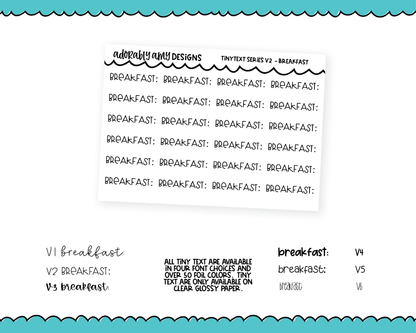 Foiled Tiny Text Series - Breakfast Checklist Size Planner Stickers for any Planner or Insert
