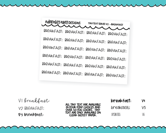 Foiled Tiny Text Series - Breakfast Checklist Size Planner Stickers for any Planner or Insert