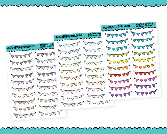 Rainbow Buntings Headers or Dividers for Any Planner or Insert