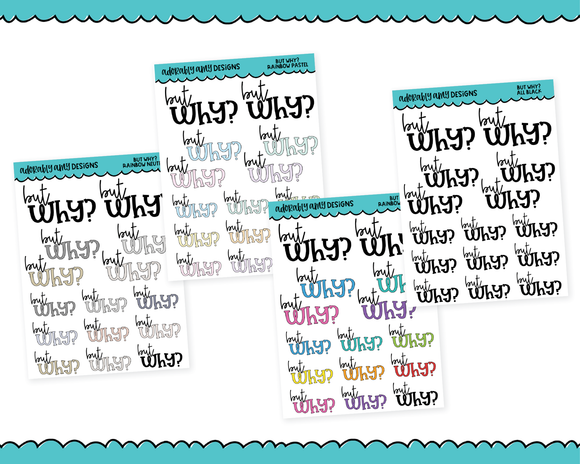 Rainbow or Black But Why? Snarky Typography Planner Stickers for any Planner or Insert