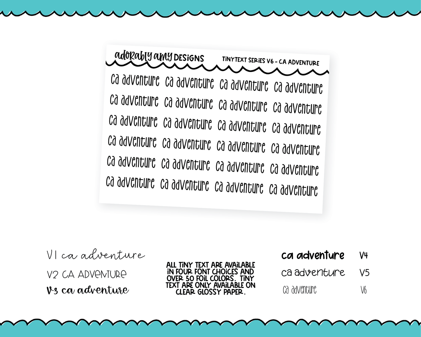 Foiled Tiny Text Series - CA Adventure Checklist Size Planner Stickers for any Planner or Insert