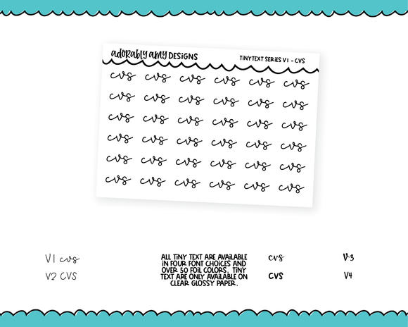 Foiled Tiny Text Series - CVS Checklist Size Planner Stickers for any Planner or Insert