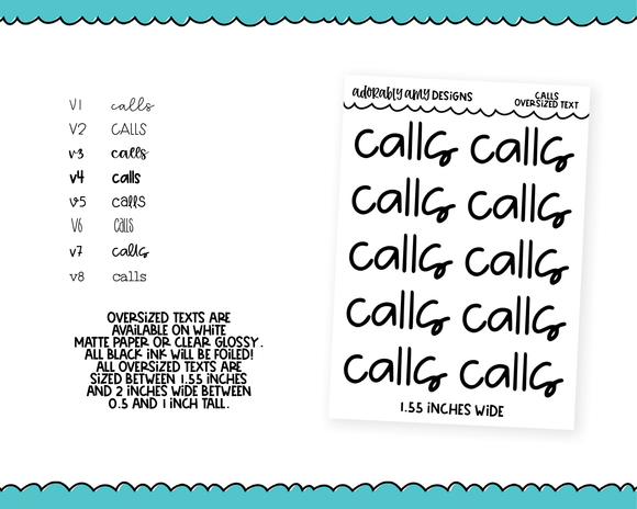 Foiled Oversized Text - Calls Large Text Planner Stickers
