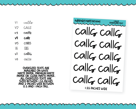 Oversized Text - Calls Large Text Planner Stickers