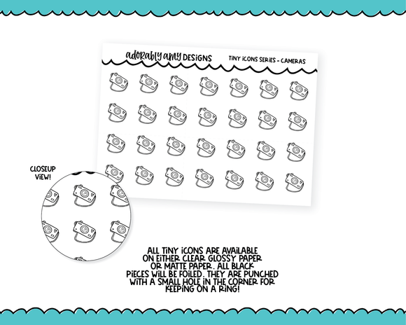Foiled Tiny Icon Series - Cameras Tiny Size Planner Stickers for any Planner or Insert