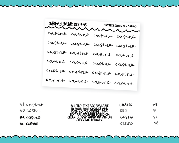 Foiled Tiny Text Series - Casino Checklist Size Planner Stickers for any Planner or Insert