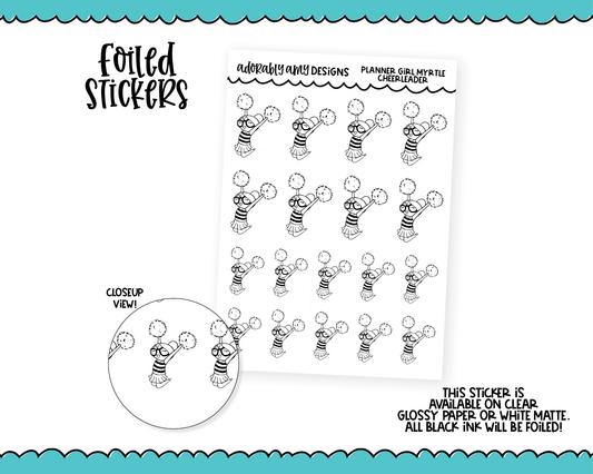Foiled Doodled Planner Girls Cheerleader Planner Stickers for any Planner or Insert