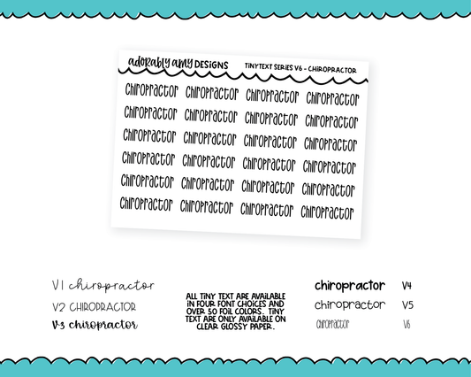 Foiled Tiny Text Series - Chiropractor Checklist Size Planner Stickers for any Planner or Insert