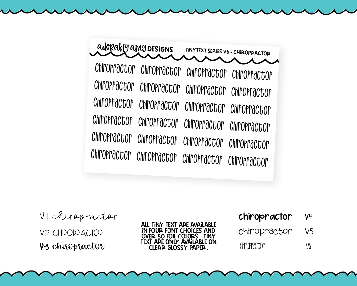 Foiled Tiny Text Series - Chiropractor Checklist Size Planner Stickers for any Planner or Insert