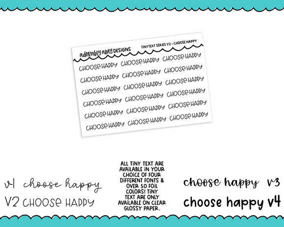 Foiled Tiny Text Series - Choose Happy Checklist Size Planner Stickers for any Planner or Insert