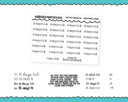 Foiled Tiny Text Series - Christmas Countdown Checklist Size Planner Stickers for any Planner or Insert