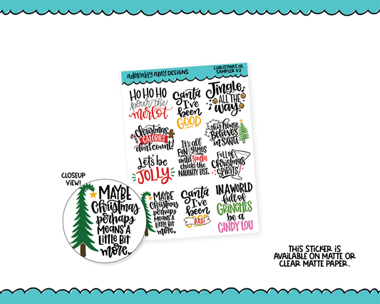 Hand Lettered Christmas Quote Sampler V2 Planner Stickers for any Planner or Insert
