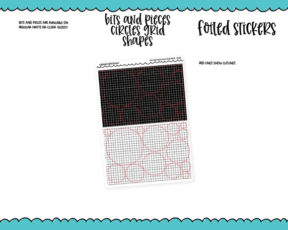Foiled Bits and Pieces Circle Grid Shapes Planner Stickers for any Planner or Insert