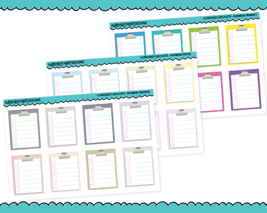 Rainbow Clipboard Full Box Checklist Reminder Planner Stickers for any Planner or Insert
