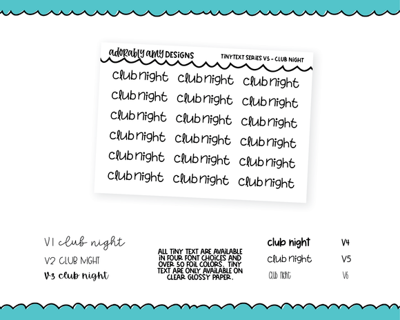 Foiled Tiny Text Series - Club Night Checklist Size Planner Stickers for any Planner or Insert