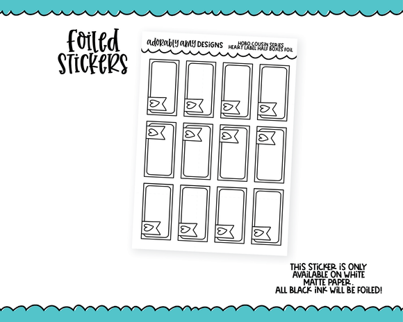 Foiled Hobo Cousin Doodled Heart Labels Half Box Planner Stickers for Hobo Cousin or any Planner or Insert
