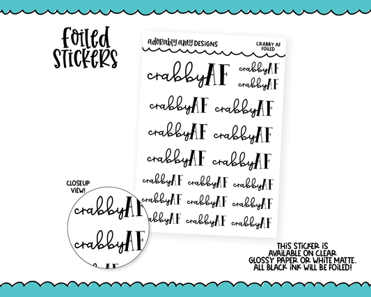 Foiled Crabby AF Planner Stickers for any Planner or Insert