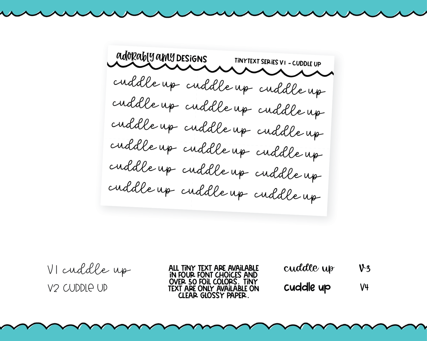 Foiled Tiny Text Series - Cuddle Up Checklist Size Planner Stickers for any Planner or Insert