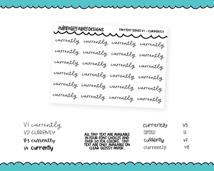 Foiled Tiny Text Series - Currently Checklist Size Planner Stickers for any Planner or Insert