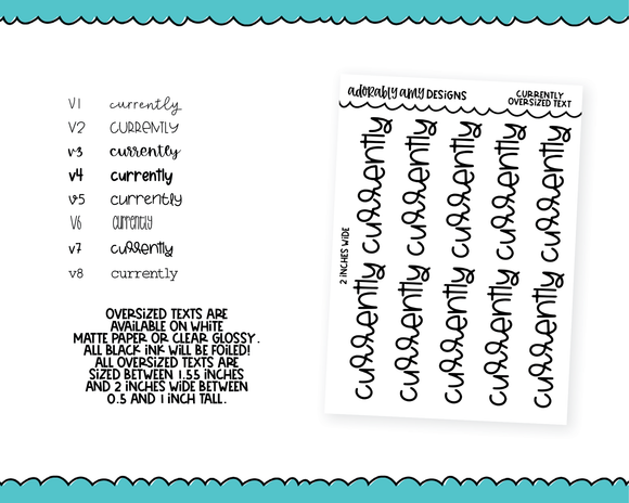 Foiled Oversized Text - Currently Large Text Planner Stickers